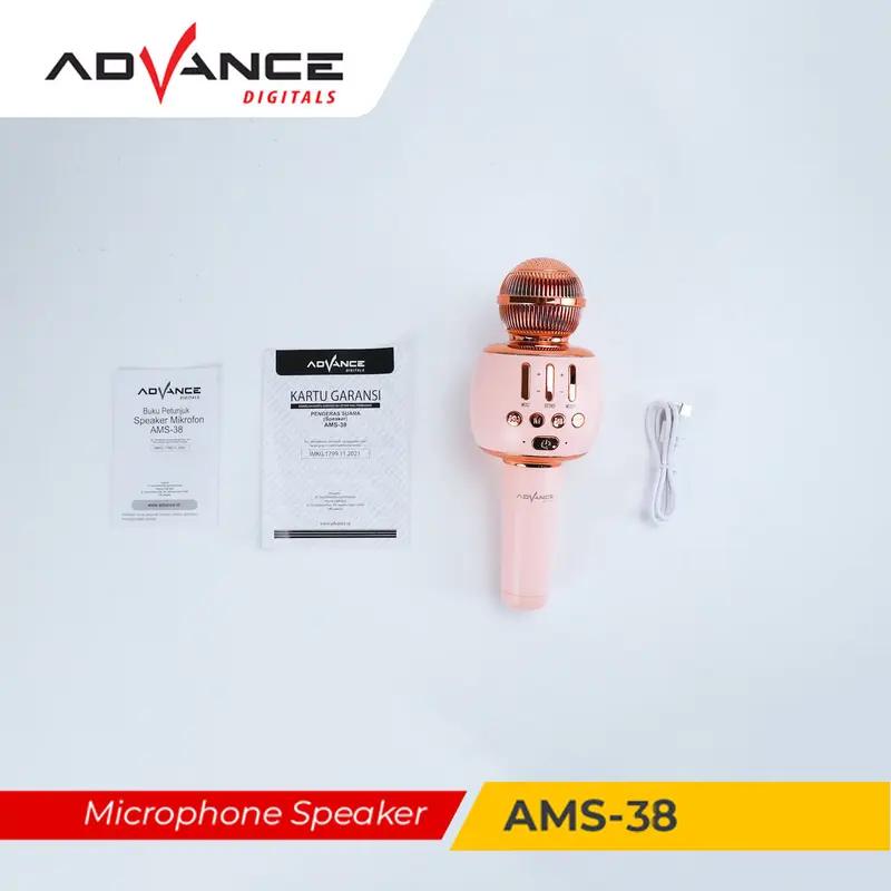 MIC KARAOKE BLUETOOTH / MIC SMULE/MIC TANPA KABEL / MIC SPEAKER KARAOKE / MIC ADVANCE AMS 38 BLUTUT / MIC AMS38 3