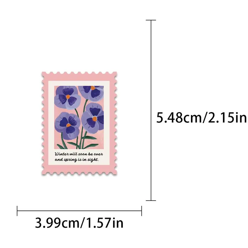 Flower Pattern Postage Stamp Sticker, 200pcs/set Self Adhesive Decorative Sticker, DIY Craft Decals for Phone Case, Scrapbooking, Journal Making 1