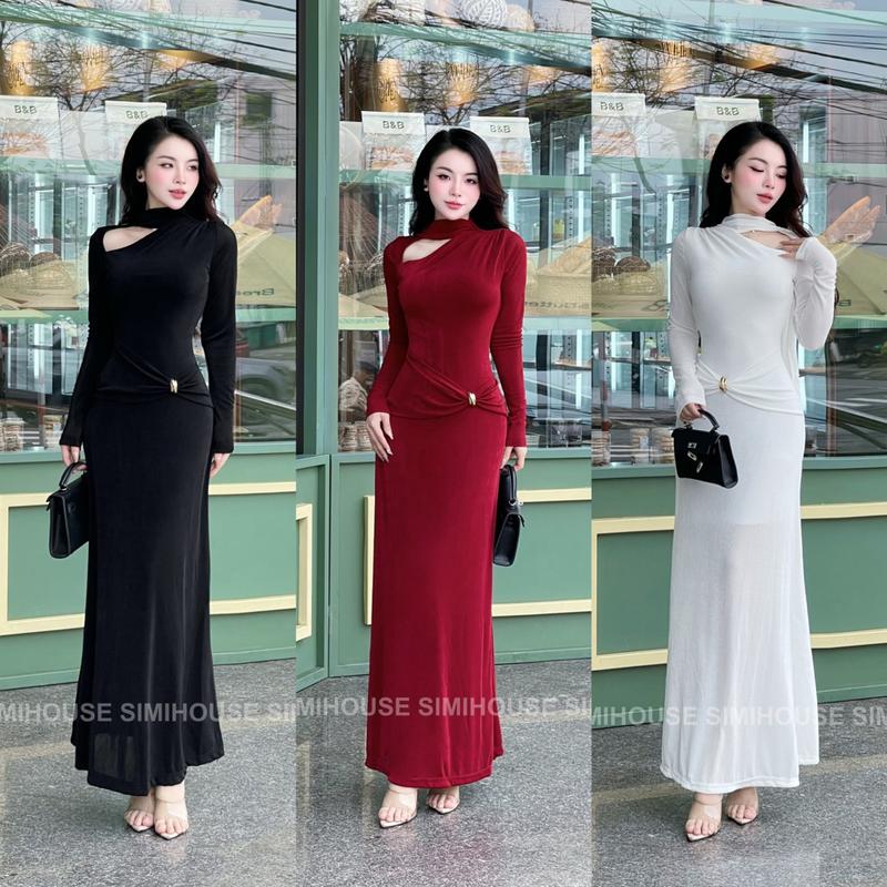 VÁY BODY NHŨ CUT OUT Đầm body thiết kế tiệc nhũ khoét cổ đi tiệc sang trọng Nữ Dress Women