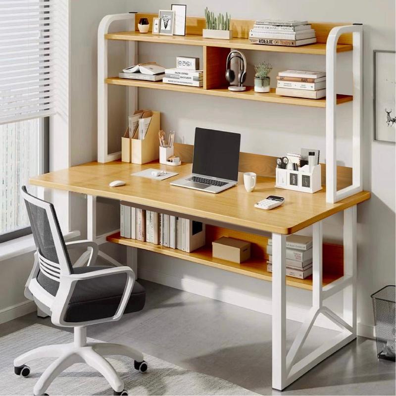 Bàn làm việc, bàn học kèm kệ sách BH-097 - Chân sắt 2x4cm dày dặn, mặt bàn dày 15mm, bo góc an toàn