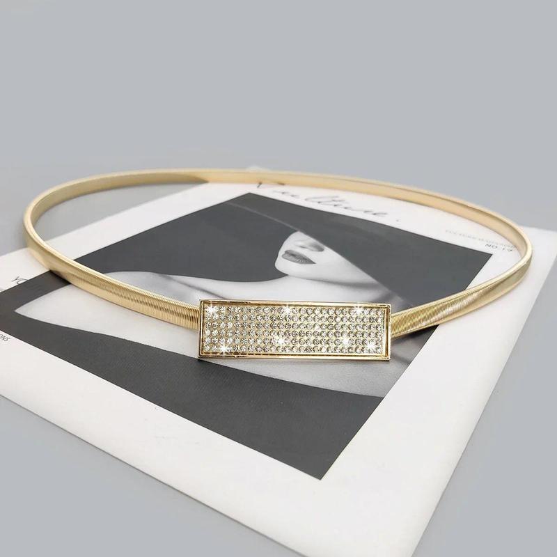 Product Introduction of Fashion Casual Rhinestone Metal Elastic Belt Female Waist Chain High Quality 1