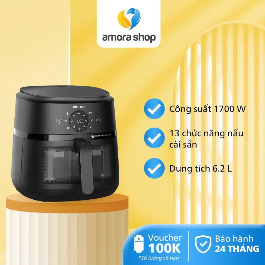 Nồi Chiên Không Dầu PHILIPS NA230 /00, Dung Tích 6.2 L, 13 Chức Năng Nấu, Bảo Hành 24 Tháng