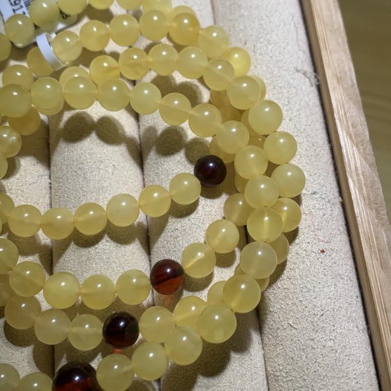 Product Introduction of Natural Gold Honey Beeswax 108 Beads Bracelet Three Rings Four Turns Amber Necklace Wholesale Free Shipping 4