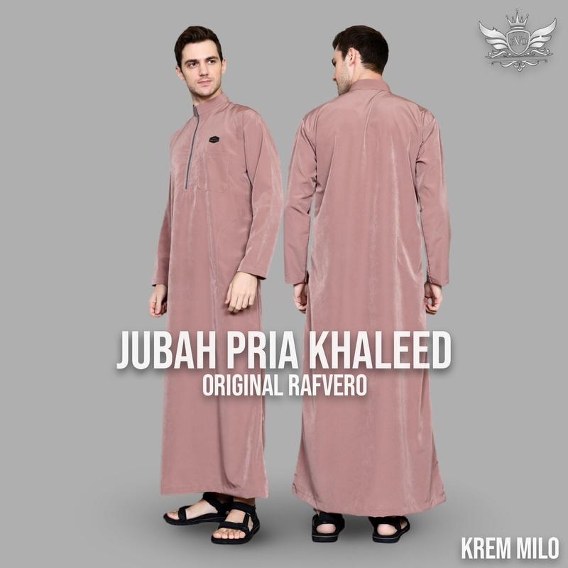 RAFVERO Jubah Pria Khaleed Dewasa Hitam Polos Muslim Panjang Bahan BSY Premium Size M L XL Gamis Pria Lazat Non Katun Non Sutra 4