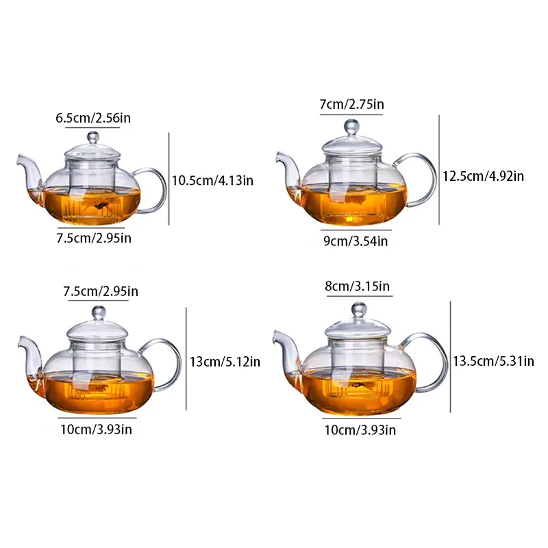 Bình trà thủy tinh, chịu nhiệt, với máy phát, thích hợp cho lá trà, thảo mộc và cà phê, bộ trà, chai Thực Dụng cốc trà hoa 8