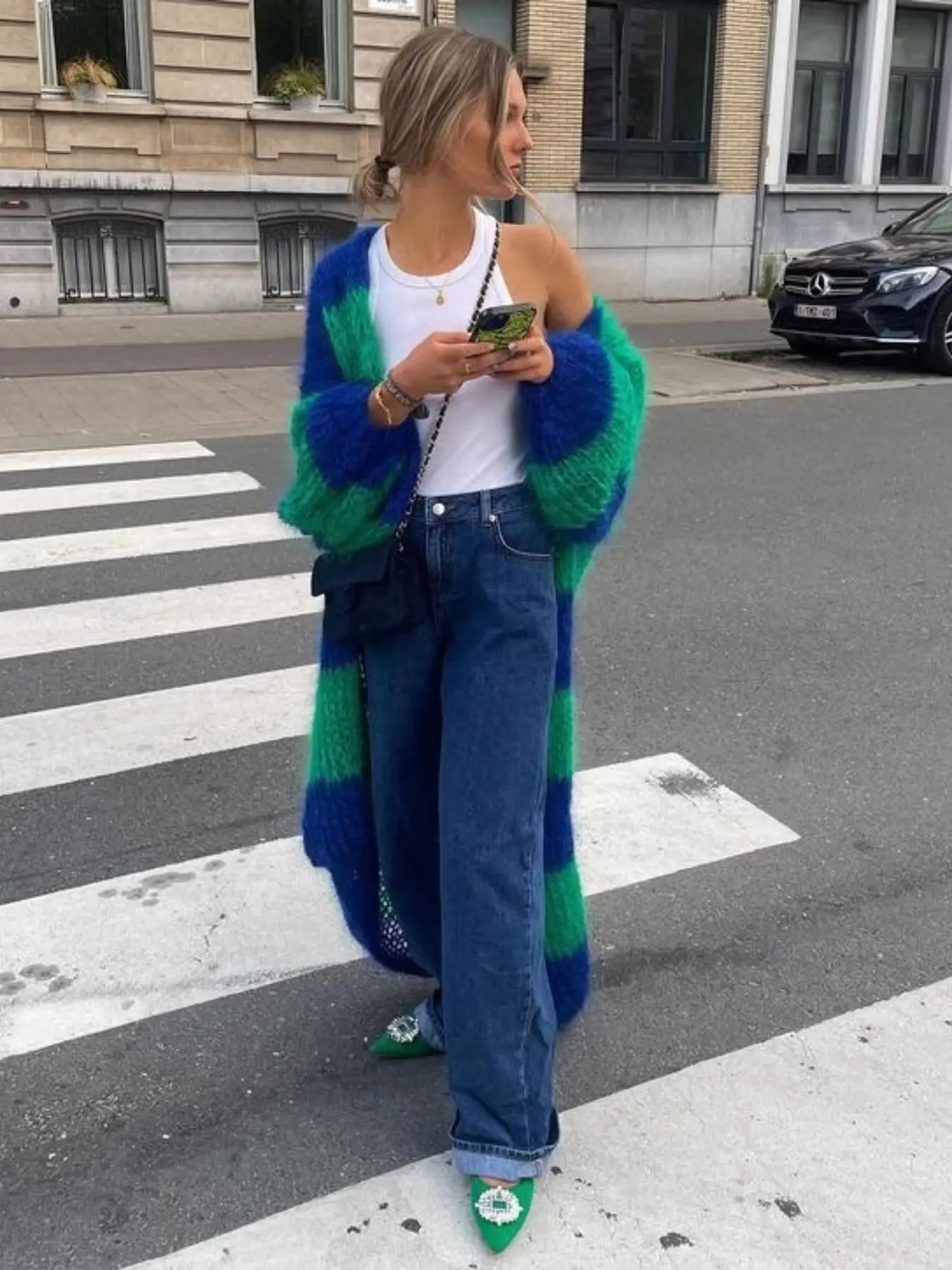 Women's Colorblock Long Sleeve Sweater Cardigan, Casual Fashion Long Cardigan for Spring & Fall, Fashion Women's Knit Clothing for Daily Wear
