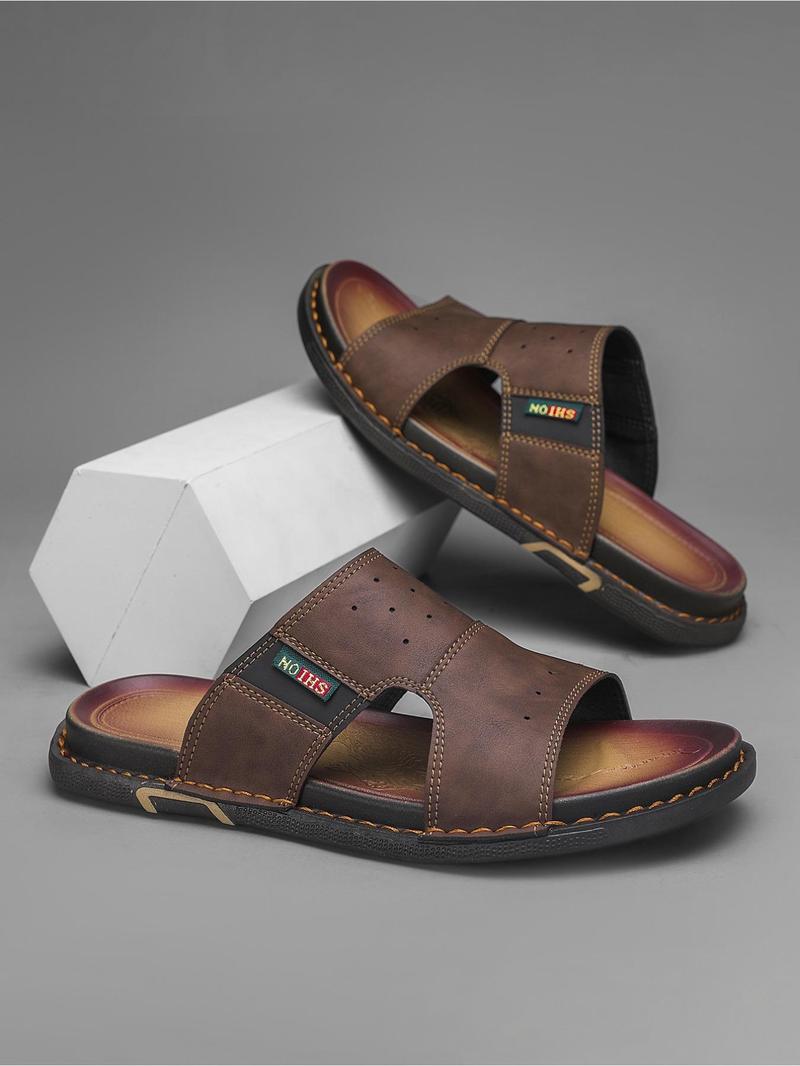 Product Introduction of Men's Casual Plain Color Slide Sandals, Fashionable Beach Slippers, Casual Comfortable Indoor Shoes for Summer, Footwear 6