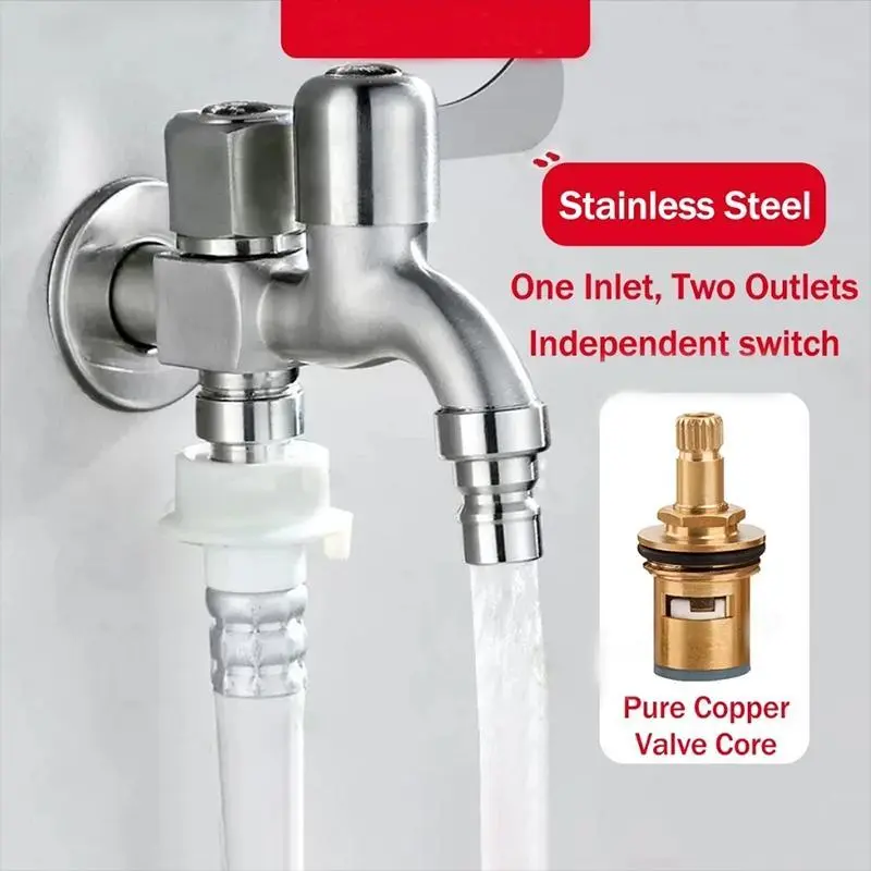 Stainless Steel 2 Way Faucet, Multi-function Faucet Double Faucet Quick ...