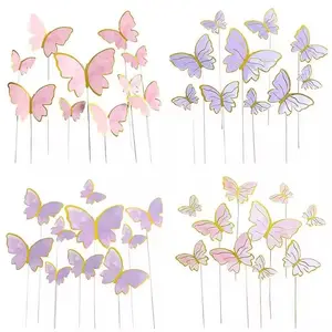 10 Pcs Topper kupu kupu 10(set) Potongan Kupu-kupu Puncak Kue Topper hiasan butterfly buket Kue Dekorasi Kue Cake Decoration