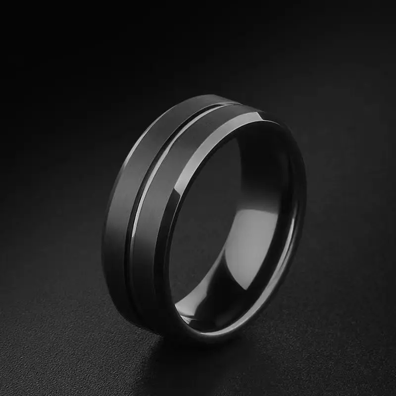 Titanium Steel Ring Men's Ring Black Frosted Ring Advanced Sense Boys Accessories Ring Personalized Index Finger Ornament