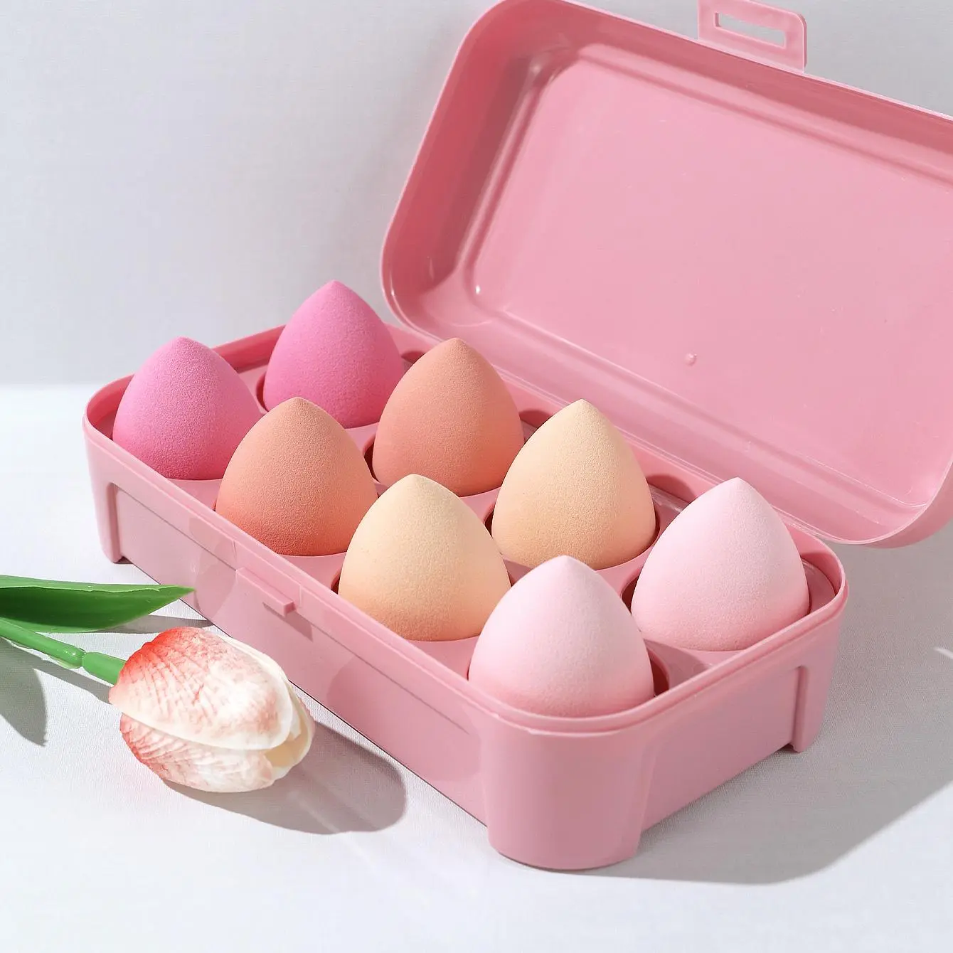 Comfort Water Drop Shaped Makeup Sponges with Storage Box, 8pcs Cosmetic Wet & Dry Use Beauty Blenders, Professional Beauty Makeup Tools for Women, Cosmetic Blender Sponge