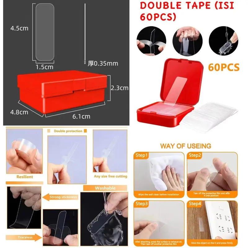 Double Tape Magic Lem Doble Tip Tempelan Perekat Dinding Super Kuat 4