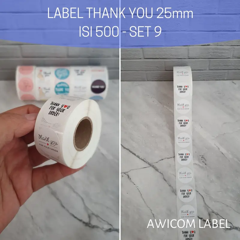 500 PCS (1 ROLL) Stiker Label Thank You 25mm Roll Paper 5
