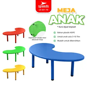 SPEEDS Meja Belajar Anak Bulan Moon Table Warna Warni Besar Meja TK Paud Playgroup Kokoh Colorfull HDPE Kids 031-70