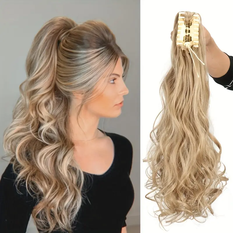 Long Wavy Horse Tail Extension-55.88 Artificial Hair Claw Clip for Women-Increase the Volume and Style of Hair