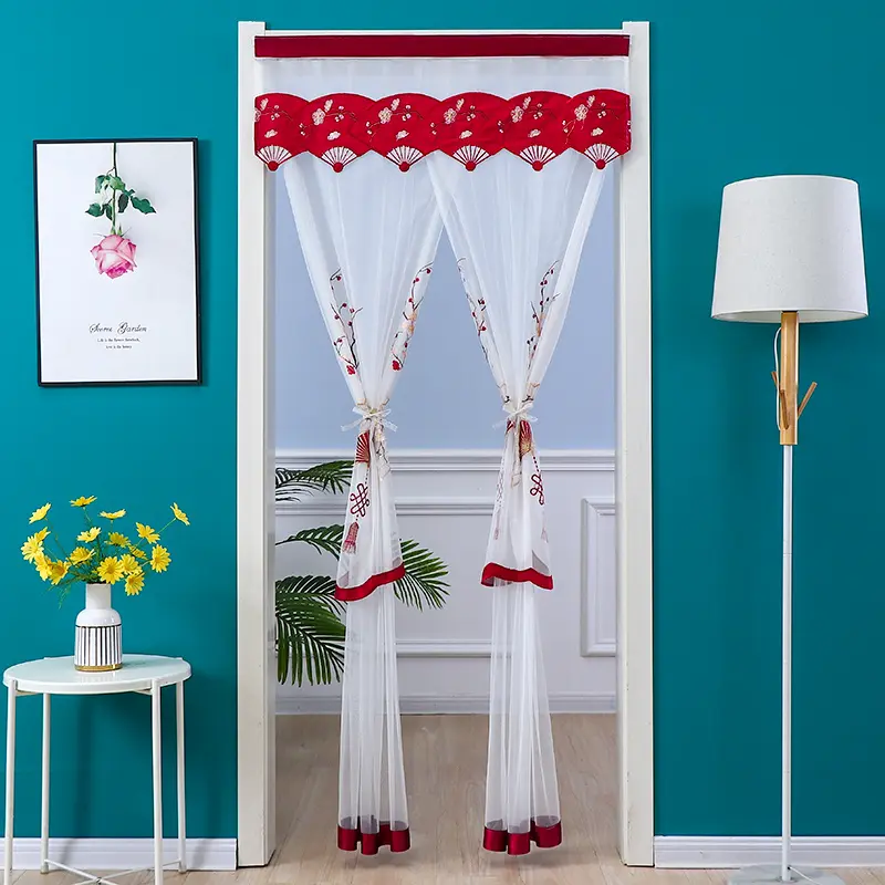Rèm Lưới, Hai Lớp, 80 * 190 / 100 * 210cm, Thích Hợp Cho Phòng Khách Và Phòng Ngủ, Rèm Chống Muỗi, Rèm Không Cần Đục Lỗ, Rèm Ren, Rèm Cửa Ren, Thiết Kế Hình Quạt Mận, Thích Hợp Cho Phòng Ngủ Và Phòng Tắm, Rèm Thêu Mới 2