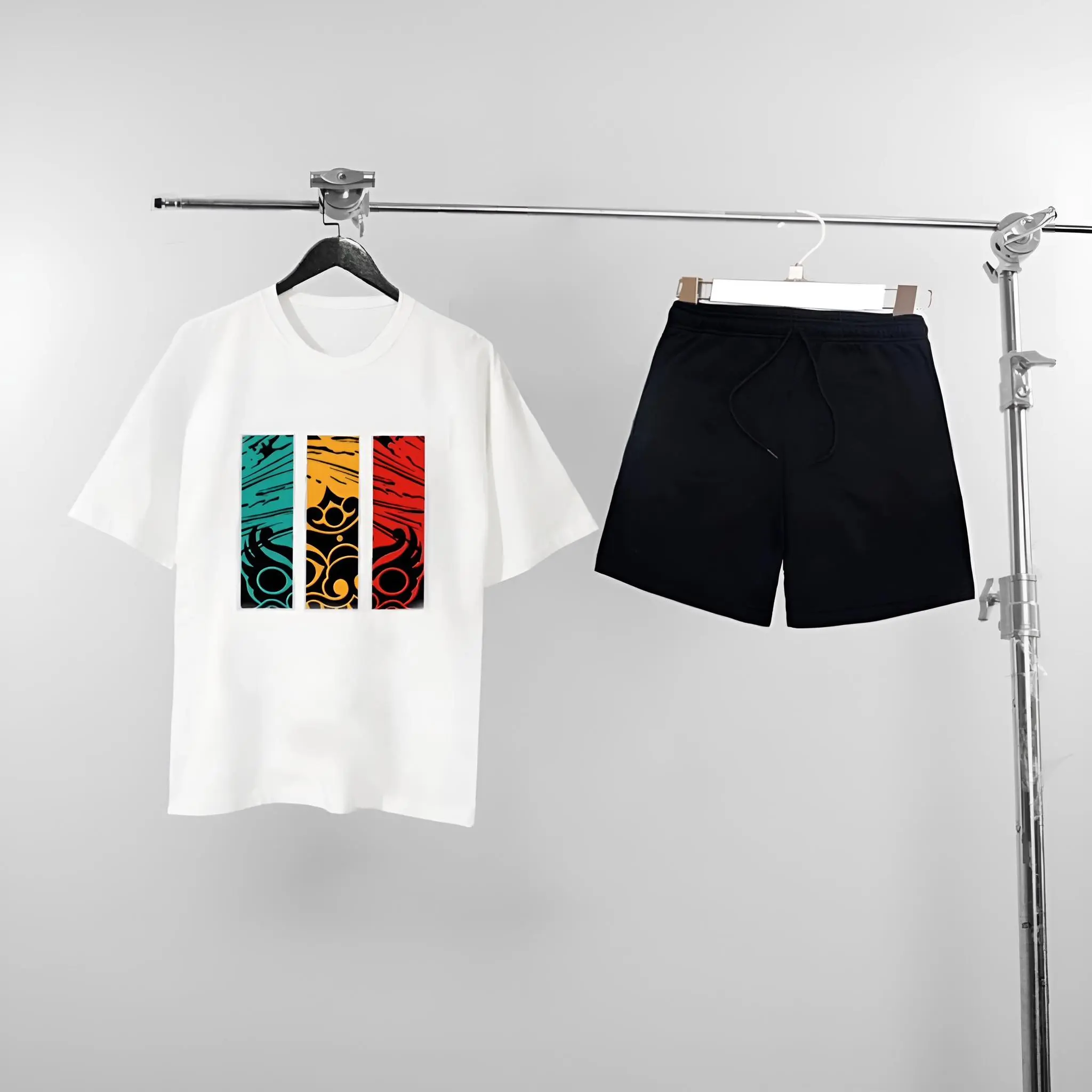 Sét bộ thể thao nam in hình phối màu cao cấp phom rộng tay lỡ dáng unisex chất vải cotton co giãn 4 chiều thoáng mát hàng xuất may kỹ - in hình cao cấp  Top Tập Gym Chạy Bộ Sport