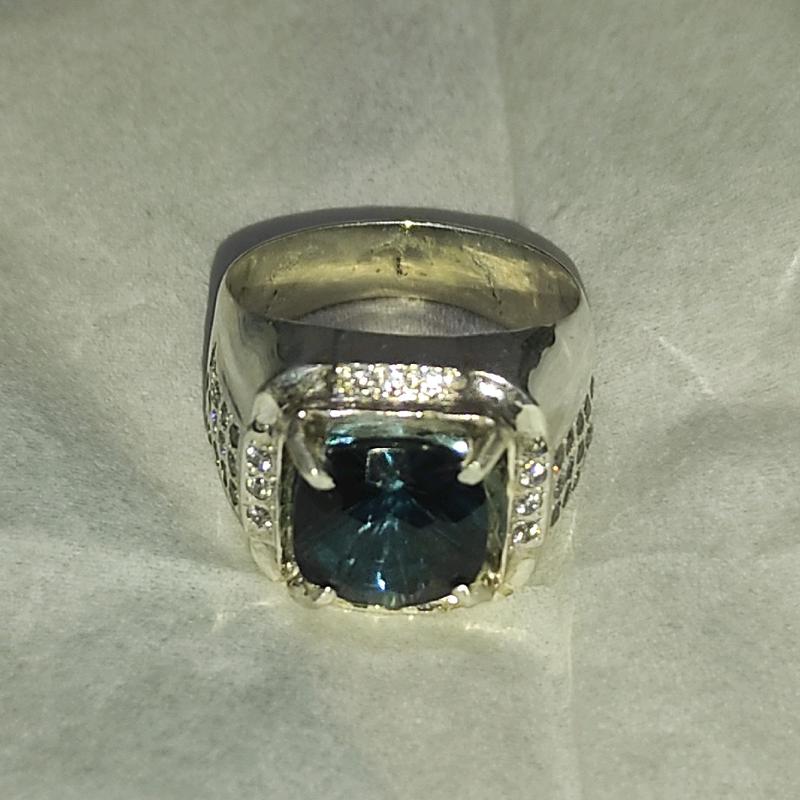 Cincin Natural Blue Topaz  (London Blue) Harian Sukses Ulang tahun Keterlibatan 1