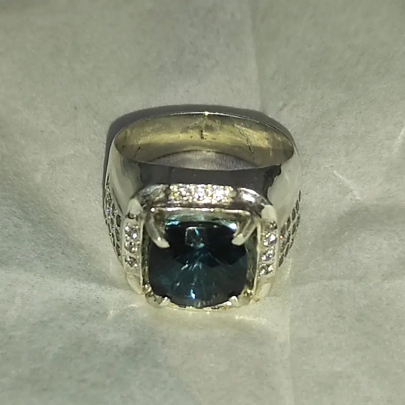 Cincin Natural Blue Topaz  (London Blue) Harian Sukses Ulang tahun Keterlibatan 0