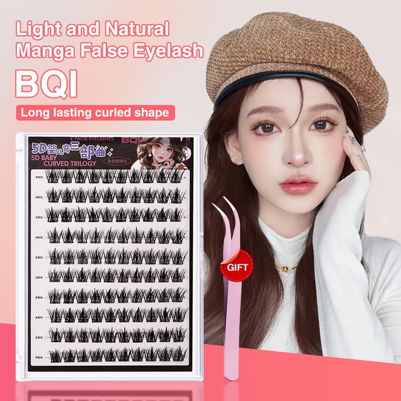 Ultimate Lash Kit 💫 BQI 100-120 Cluster False Eyelashes | Self Adhesive Glue-Free Softer C Curl Baby Bend Trilogy Style Reusable【FREE GIFTS Tweezer 】 0