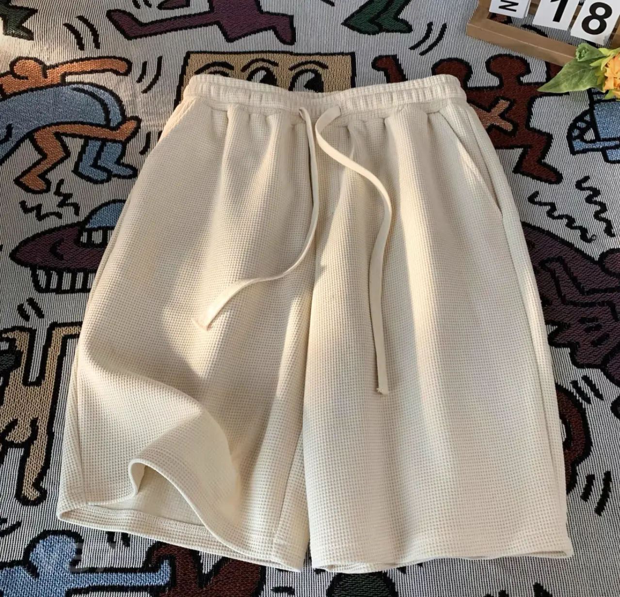 Waffle Men's Summer Loose Casual Sports Shorts