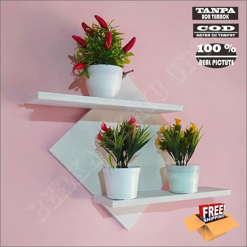 Hiasan Dinding, Rak Dinding Bunga Minimalis Model Diagonal 0