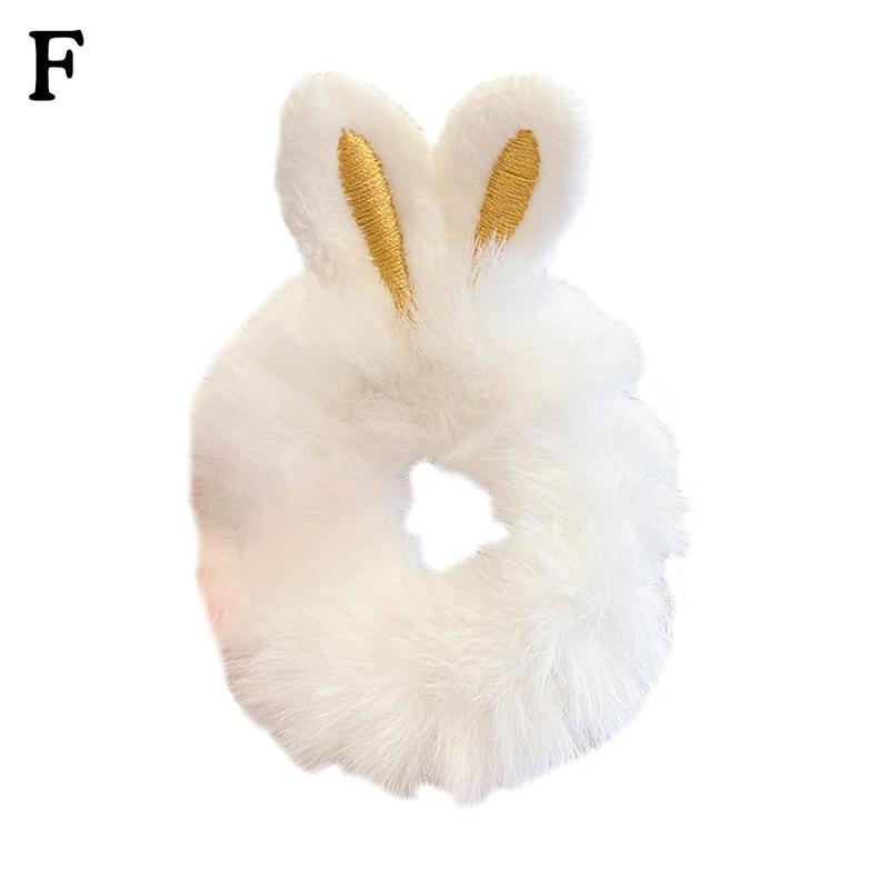 Elastic Hair Rabbit Ear Hair Korean New Rabbit Ears Plush Scrunchies Imitation Rabbit Fur Hair Band Ponytail Holder 6
