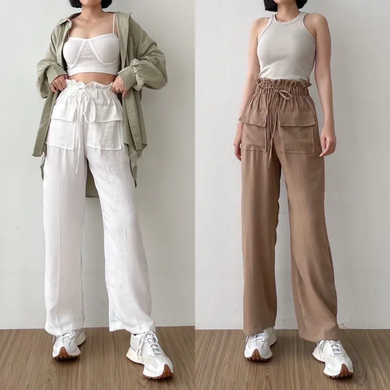 Kulot Highwaits Crinkle Neva Pocket /Crinkle Airflow Saku Depan 1