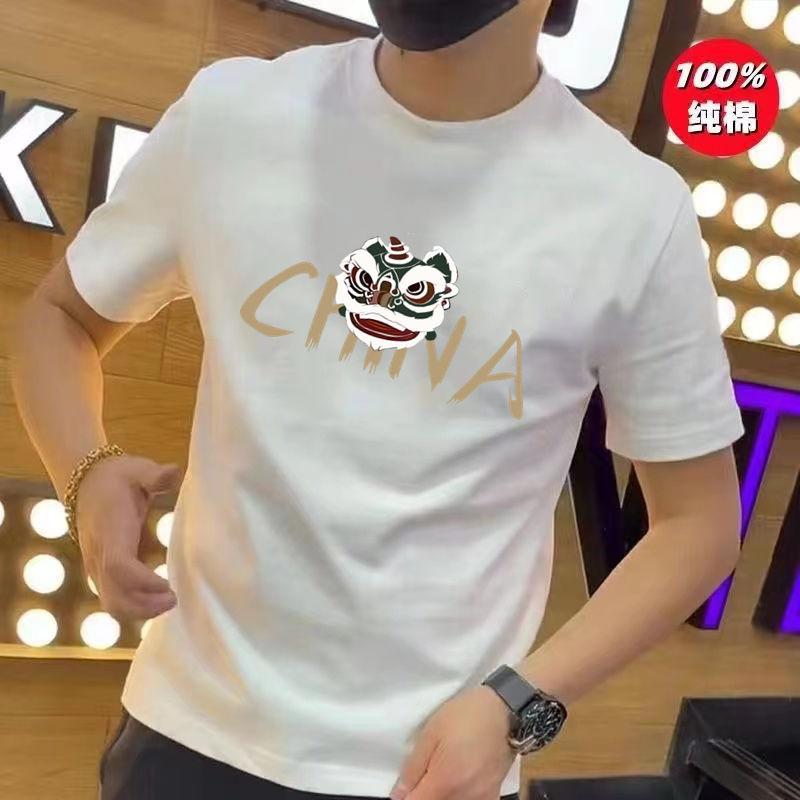 Product Introduction of Pure Cotton Short Sleeve T-Shirt for Men, Summer New Trendy High-End Half Sleeve Versatile Loose Plus Size Fashion Breathable Shirt for Women 36