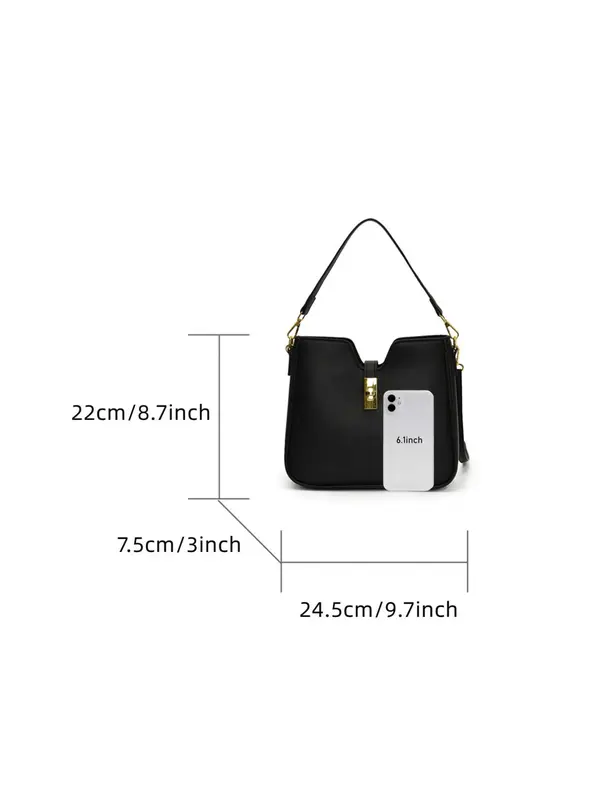 Women's Solid Color Shoulder Bag, Fashionable Minimalist Underarm Bag for Daily Used, Casual Trendy Versatile High-quality Daily Commuting Bag 1