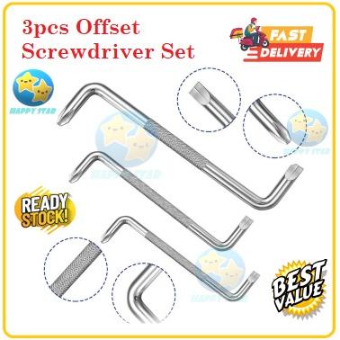 Offset Screwdriver Set 3 PCS Double Sided Cranked Right Angl - TikTok ...