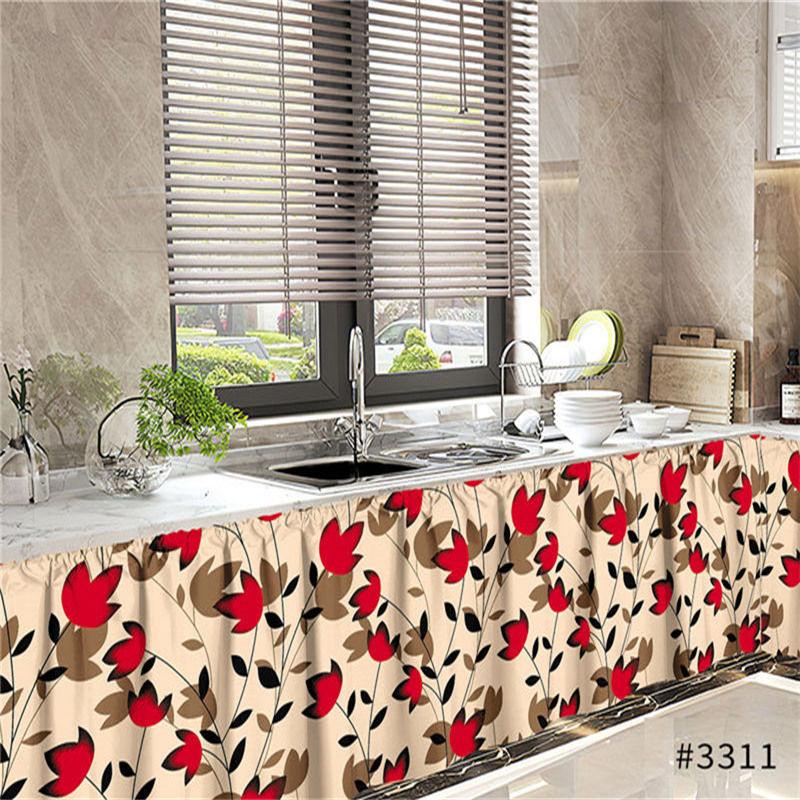 Product Introduction of [Free Shipping]4pcs For 100 New Printed Lababo Kitchen Curtain Size 70*100cm Plastic Kurtina Sink Curtain Kitchen Curtains Waterproof 2025 Design Home Decoration Kitchen Sink Table Short Curtain Makapal Curtain Half Curtain For Kitchen COD 6