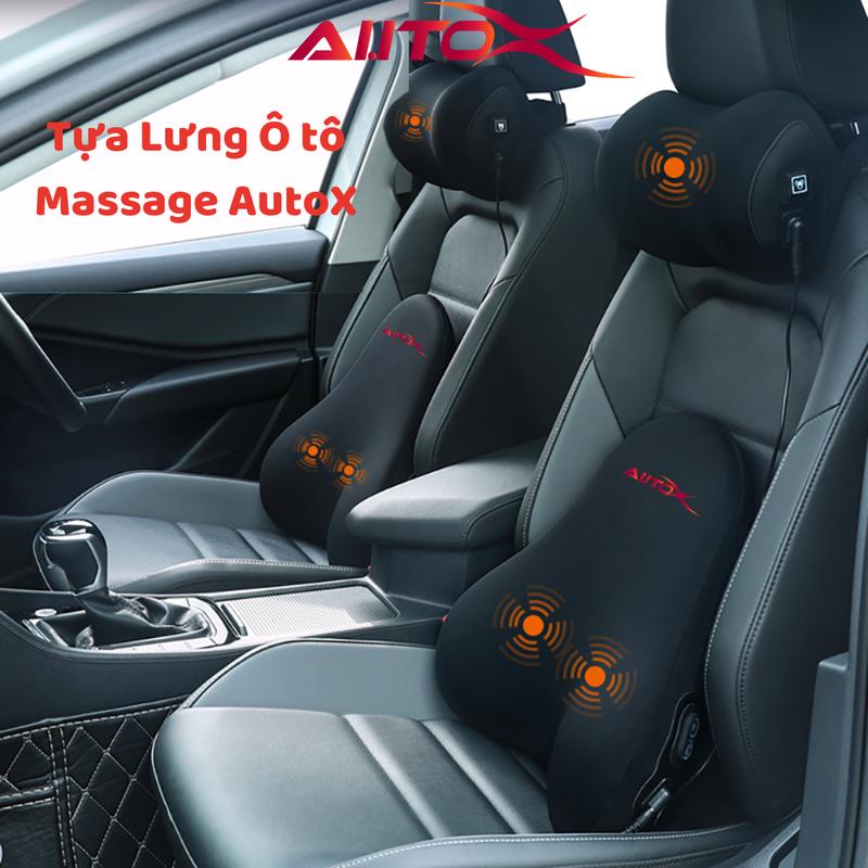 Gối đầu và tựa lưng ô tô massage rung 6 chế độ Massage -ruột cao su non êm ái -AutoX