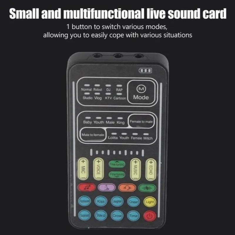 Portable Handheld Microphone Voice Changer, Rechargeable Voice Changer Sound Card, Professional Voice Changer for Live Streaming, Singing, Gaming, Audio 2