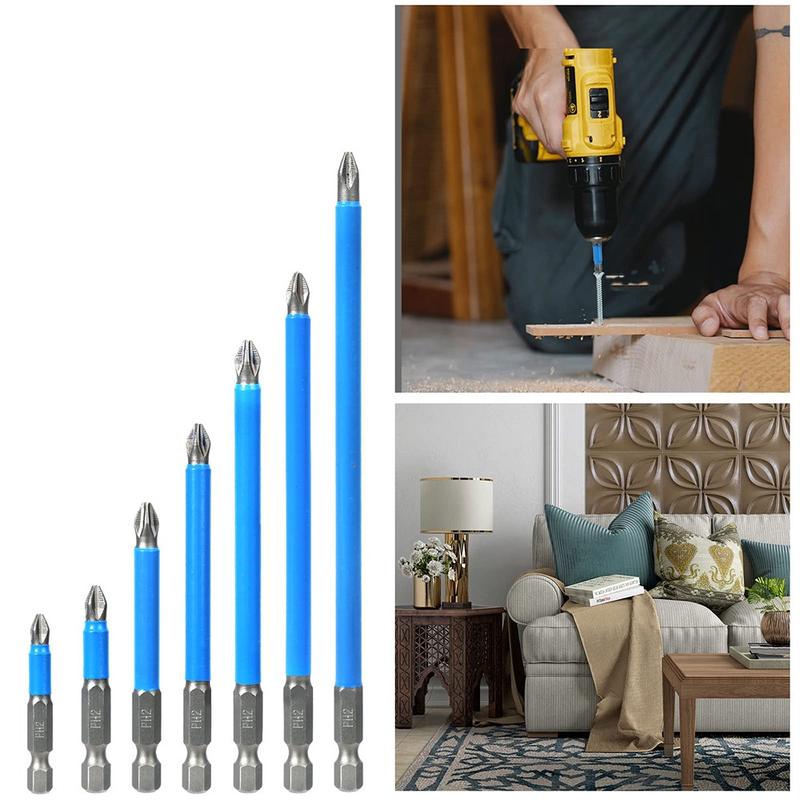 【Ready】 Bộ 7 Đầu Vít ph2 Chống Trượt Độ Cứng Cao bits 25mm-150mm bộ mũi khoan bộ ốc vít mũi khoan mũi vít 1