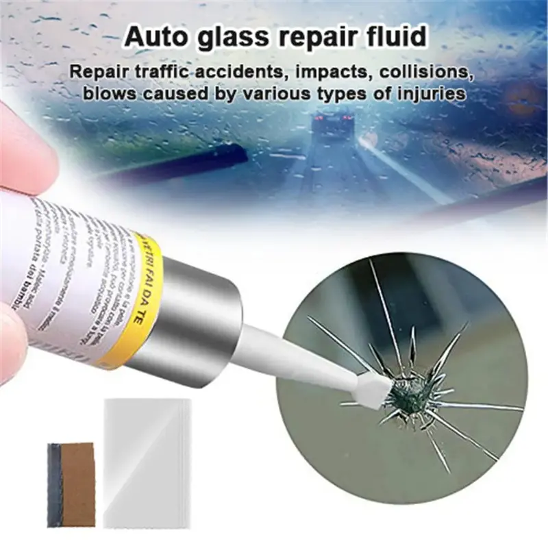 Glass Repair Gel for Car Window, Polishing Tool for Repairing Cracks and Scratches on Windshields