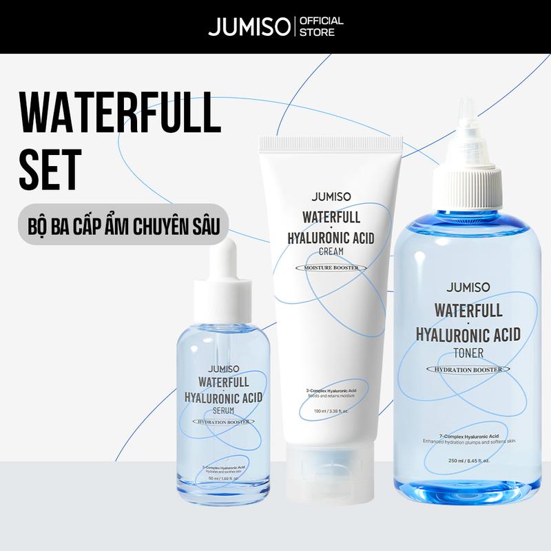 Bộ ba sản phẩm dưỡng ẩm chuyên sâu JUMISO Waterfull set (Nước cân bằng JUMISO Waterfull Hyaluronic + Tinh Chất JUMISO Waterfull Hyaluronic Acid + Kem Dưỡng Da JUMISO Hyaluronic Acid)