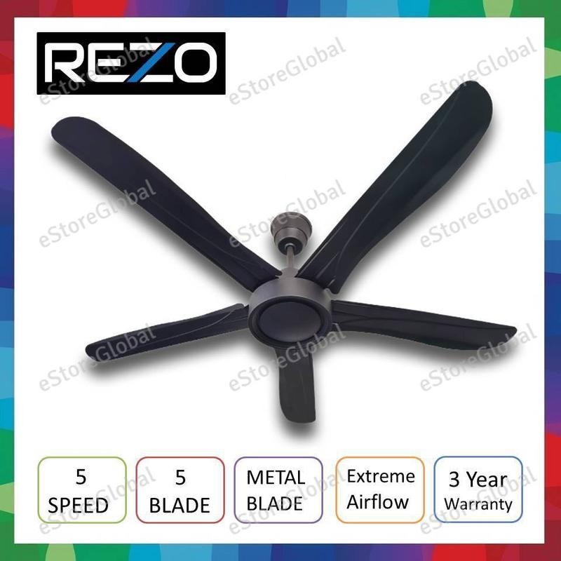 REZO 56” CEILING FAN S106 Regulator 5 blade / Rezo S306 Remote Control Ceiling Fan / Kipas siling Rezo 5 daun Hitam Fans