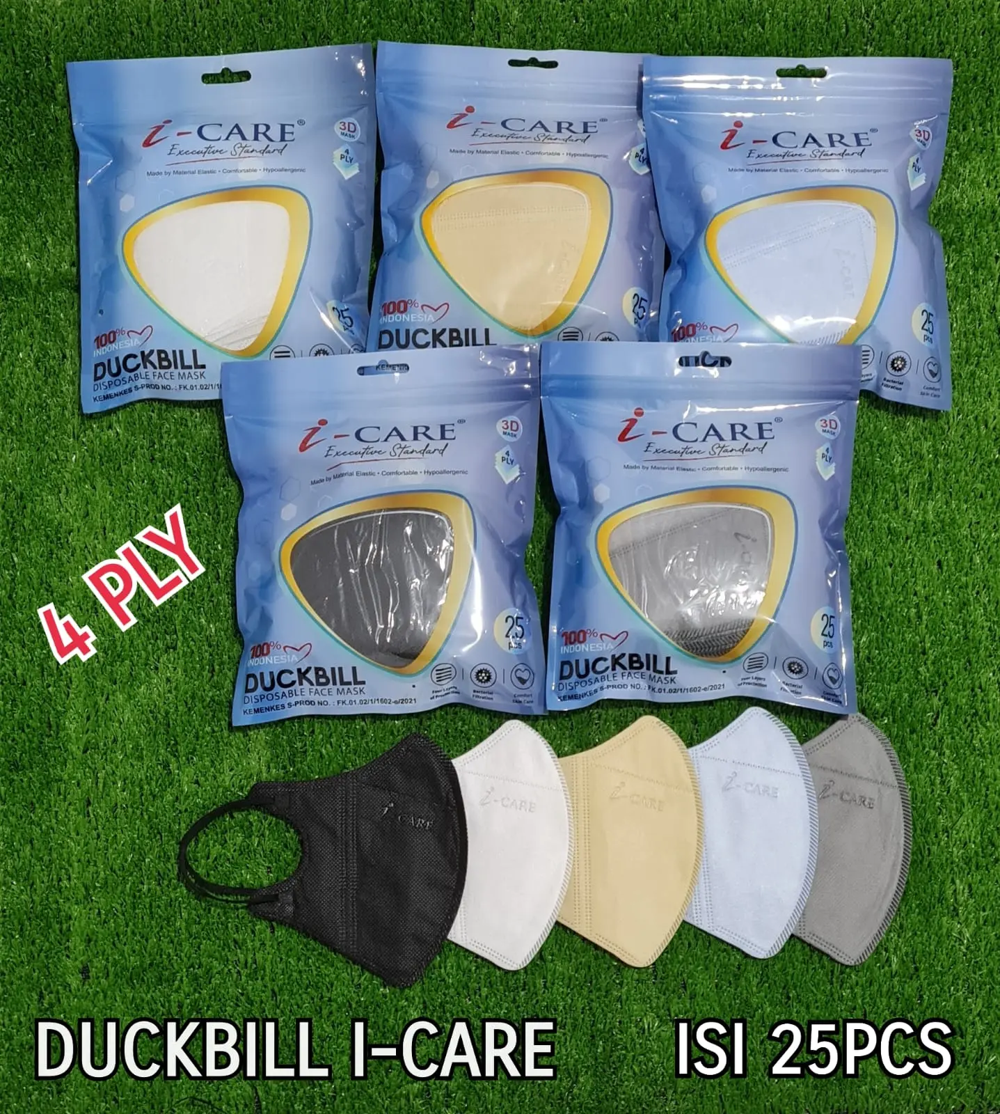 Morimoto I-Care Masker Duckbill Mulut 4PLY Emboss 1 Box Isi 25 Pcs dan Premium Quality untuk Dewasa & Remaja