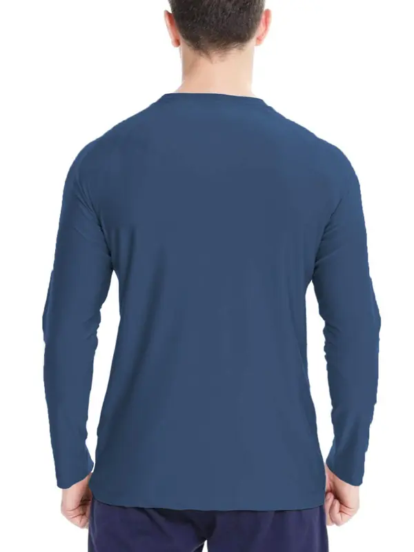 Men's Solid Sun Protection Tee, Casual Long Sleeve Quick Dry  Lime  T-shirt for Outdoor Sports, Breathable Comfortable Men's Sportswear for All Seasons 7