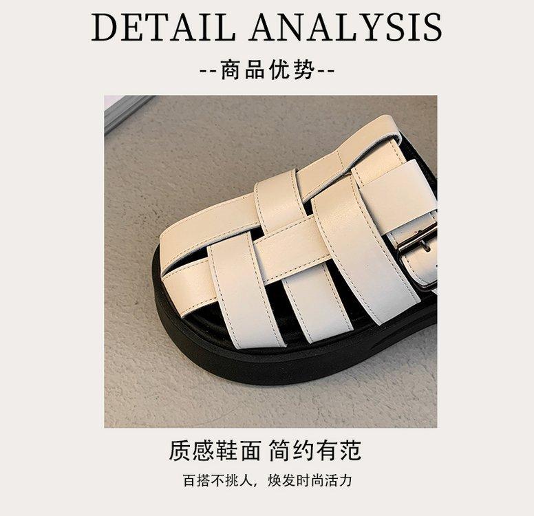 Product Introduction of Thick Sole Closed Toe Woven Half Slippers for Women 2025 Summer New Comfortable Lightweight Slip-On Casual One-Word Slippers 4