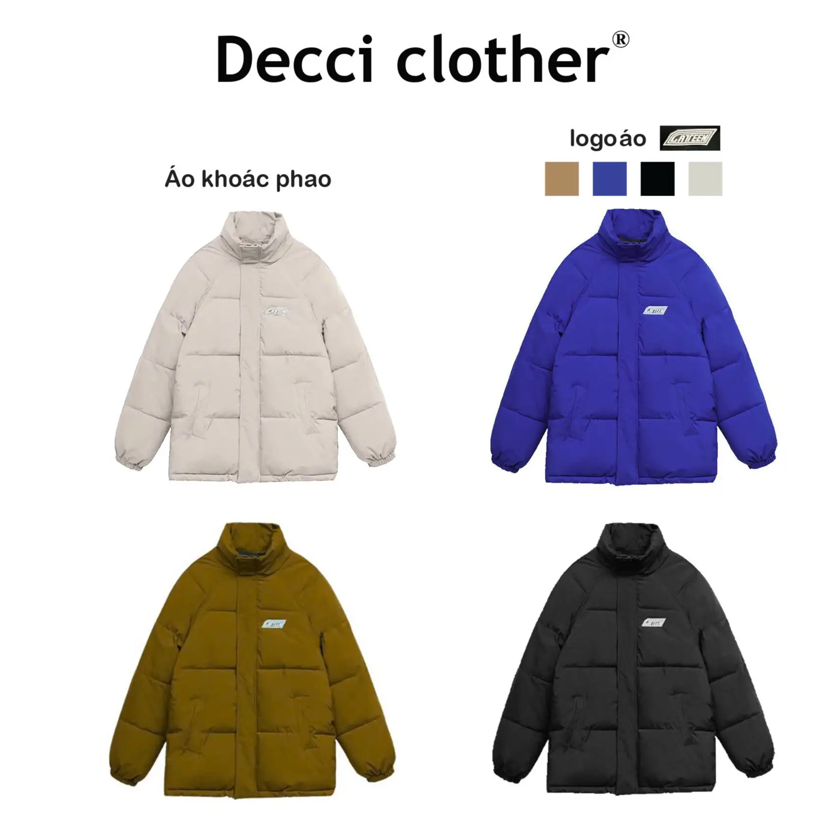 Áo Phao Béo Dài Tay Nam Nữ - Túi Chéo Unisex Top Cổ Tròn Women Jacket