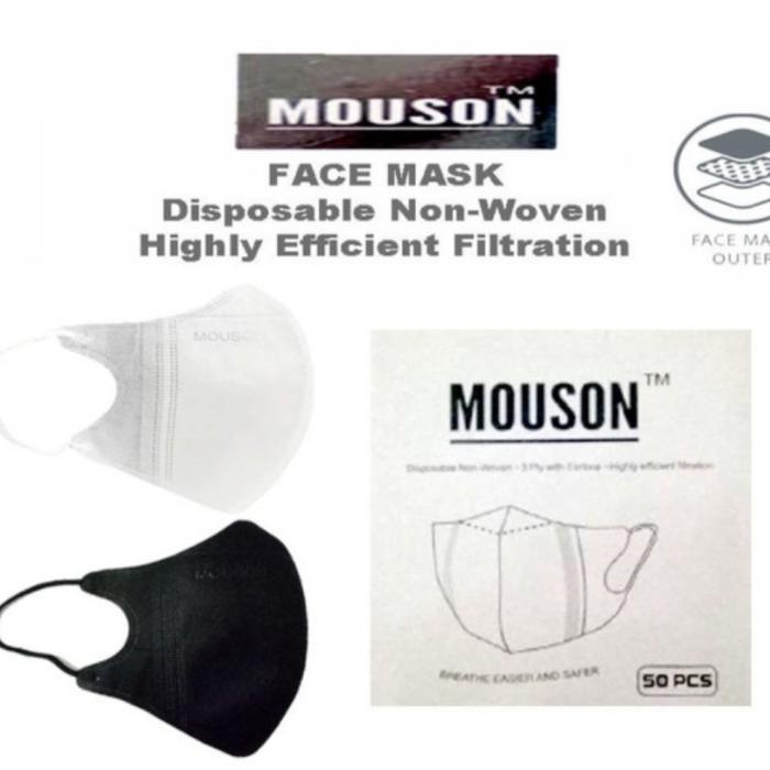 Masker MOUSON DUCKBILL Garis isi 50 pcs box Original Ada Embos 3