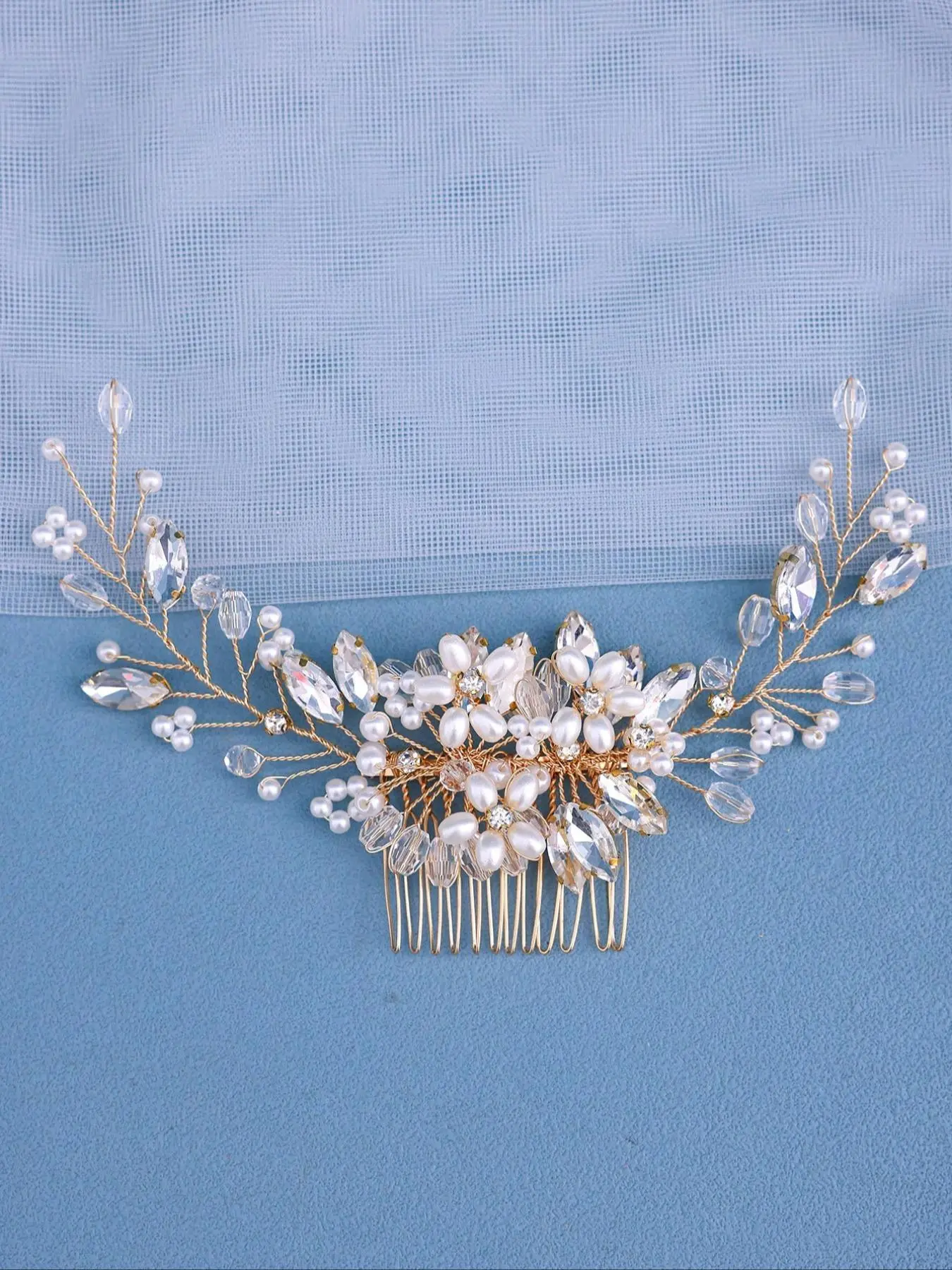 Women's Elegant Rhinestone & Faux Pearl Decor Hair Pin, Trendy Exquisite Bridal Headwear, Chic Hair Accessories for Wedding Party Decor