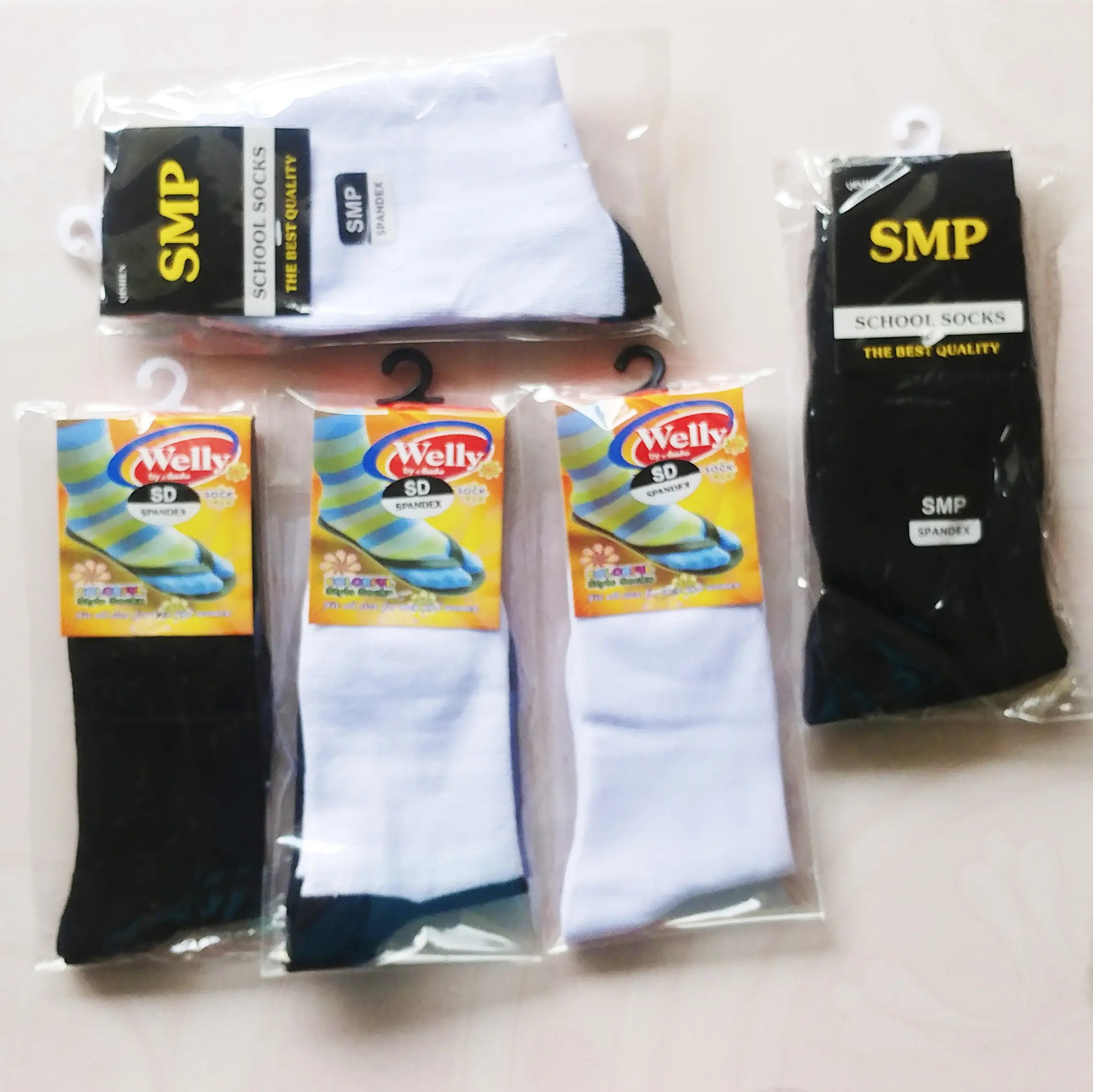 Kaos Kaki Sekolah SD SMP Spandex Panjang Sebetis Hitam Putih Polos Telapak Produksi Sendiri