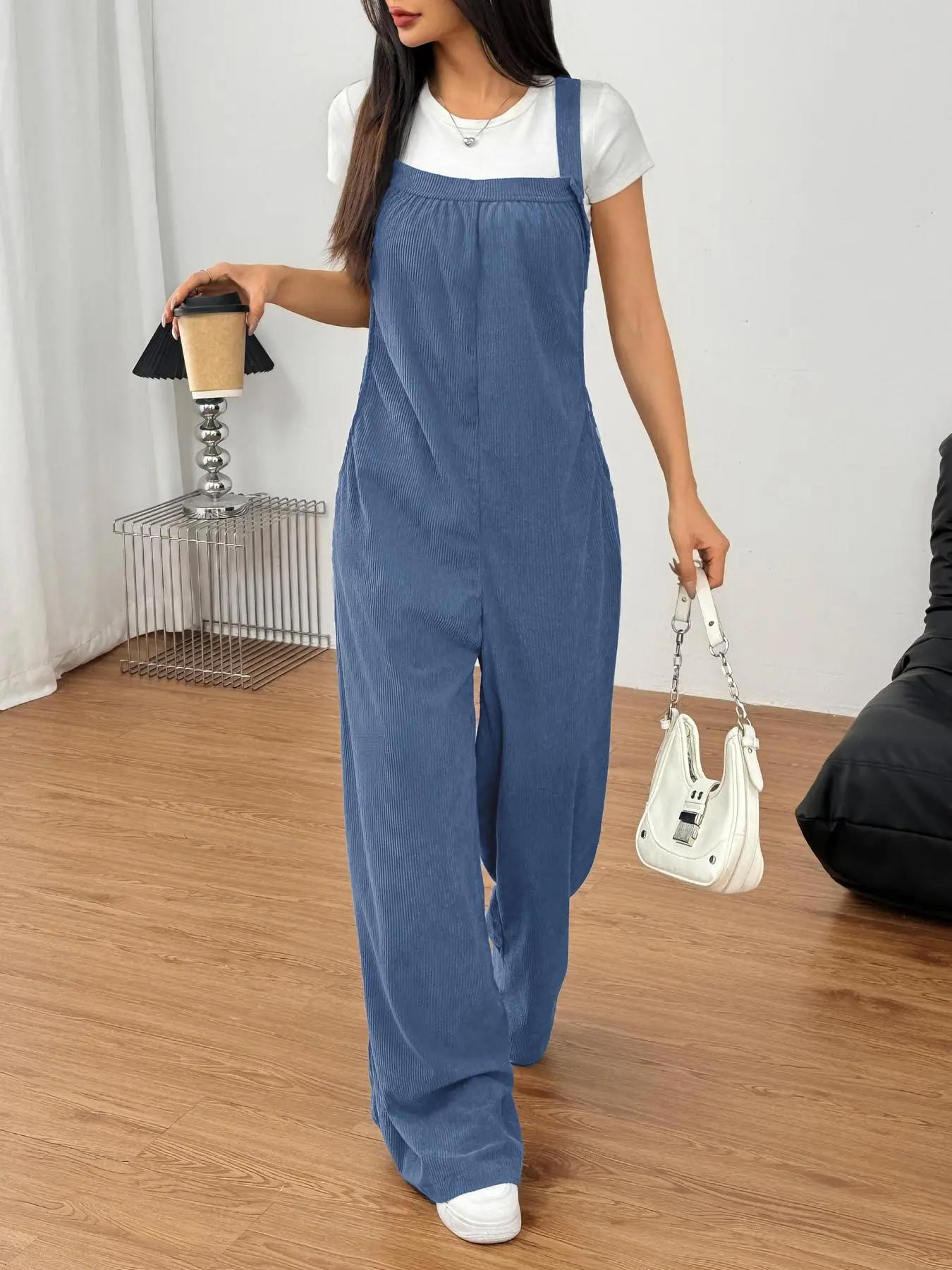 Women's Solid Color Overalls, Casual Comfy Overalls Jumpsuit for Summer, Fashion Women's Clothing for Daily Wear, Dungarees