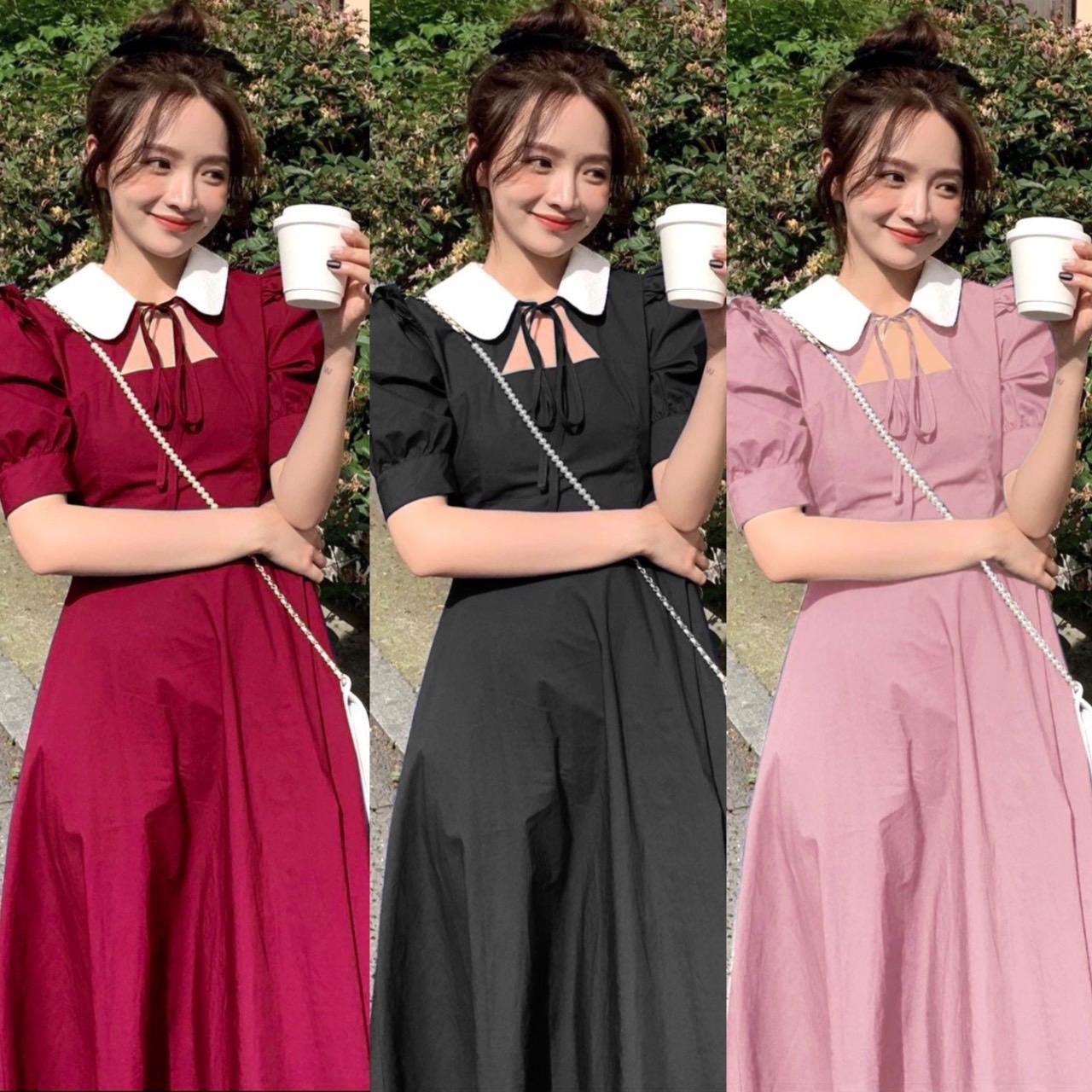 Đầm Thời Trang Bigsize Thiết Kế Siêu Xinh Cho Các Nàng Nữ Cotton Dress Đen Women - A.1046