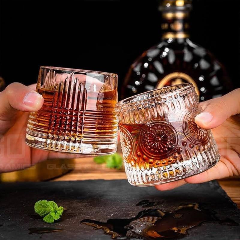 Set 06 Ly Thủy Tinh Đế xoay Deli Vintage whiky Rock Glass 170ml | Tùy Chọn Họa Tiết 9
