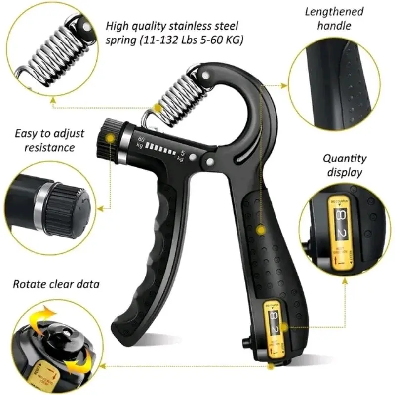 Handgrip Hand Grip 10-100KG Alat Bantu Fitness Otot lengan Portable 2
