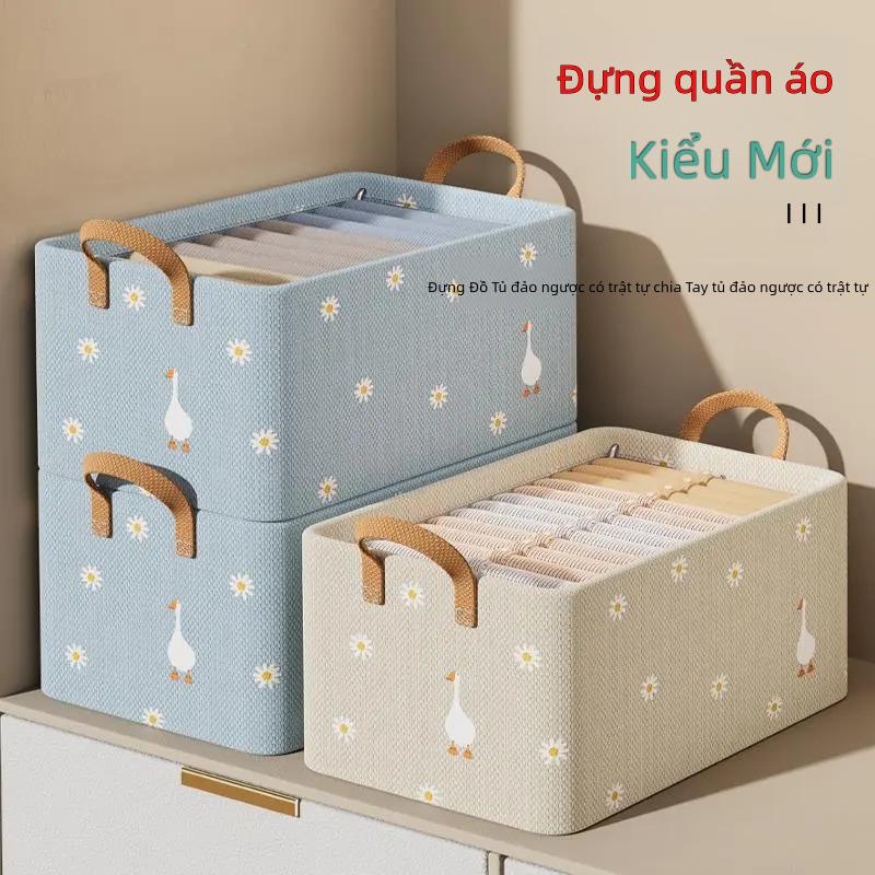 Hộp đựng đồ Hộp vải đựng quần áo chăn màn khung thép chắc chắn Túi vải đựng đồ gọn nhẹ tối ưu không gian 3